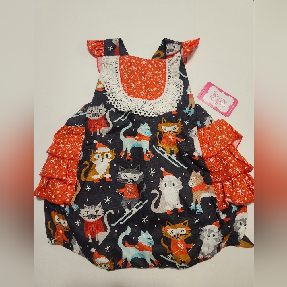 Ricrac & Ruffles Christmas bubble romper size 24M/2T